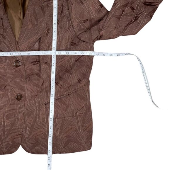 Worthington Brown Peaked Lapel Cropped Puffed Shoulder 3/4 Sleeve Blazer 16 - Picture 5 of 7